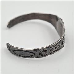 Vintage Fred Harvey Era 925 Sterling Silver Green Turquoise Arrow Cuff Bracelet